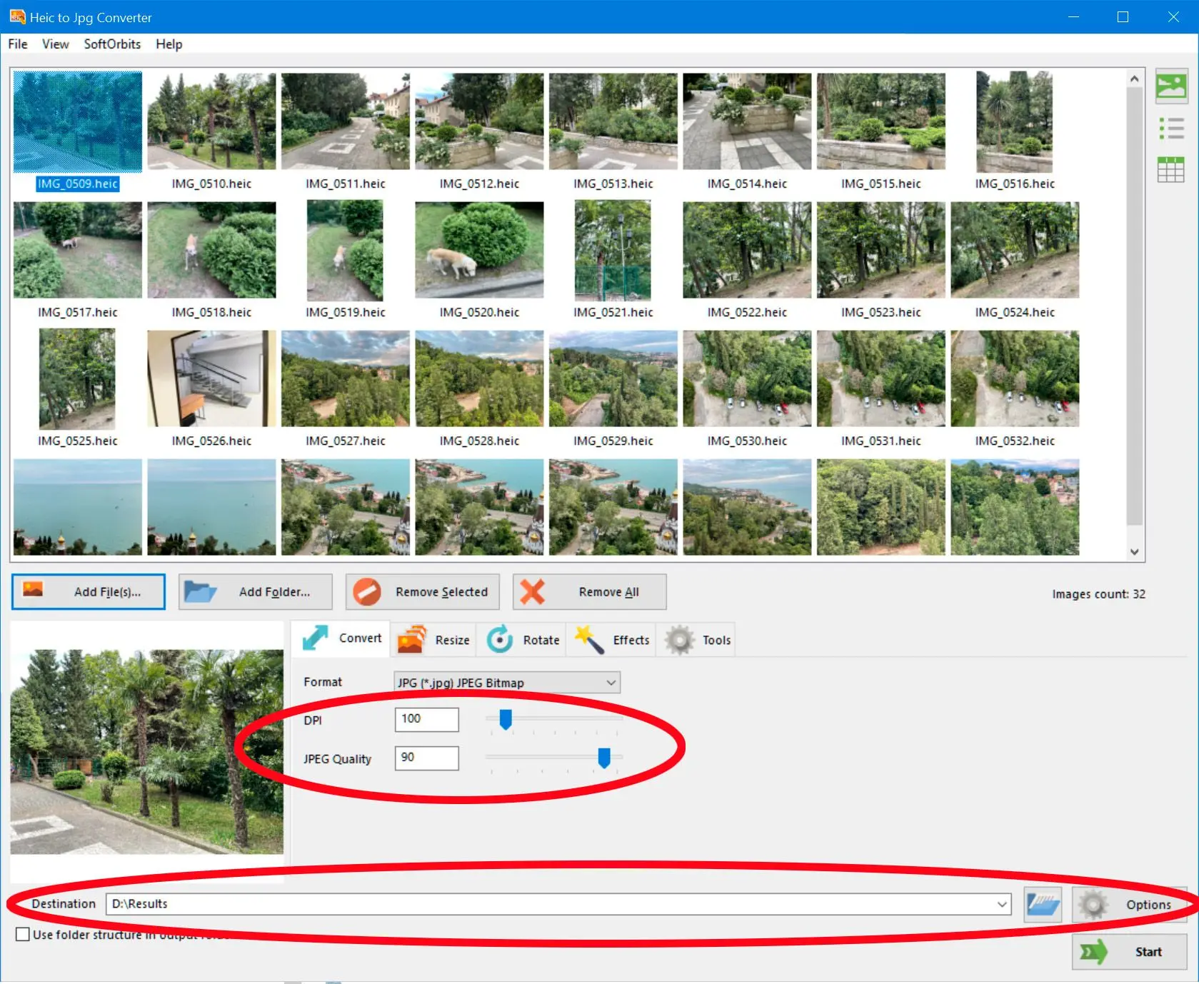 Destination folder..