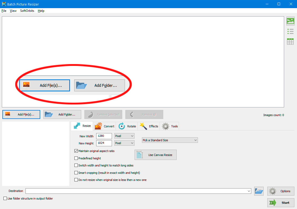 添加圖像以快速調整大小.