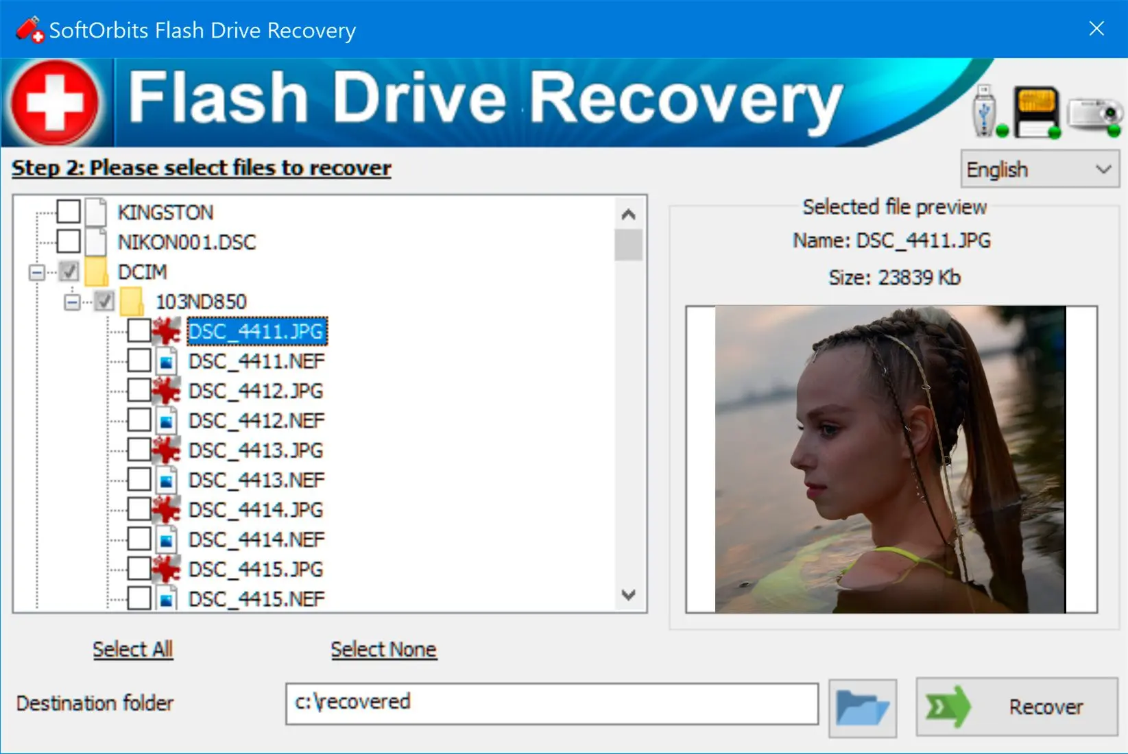 SoftOrbits Flash Drive Recovery 螢幕截圖.