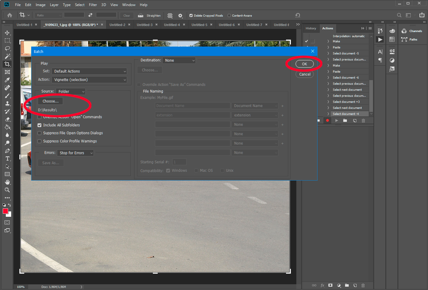 在 Photoshop 中開始圖片調整大小動作.