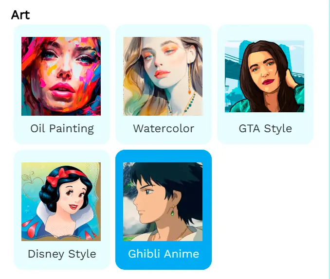 選擇吉卜力預設.