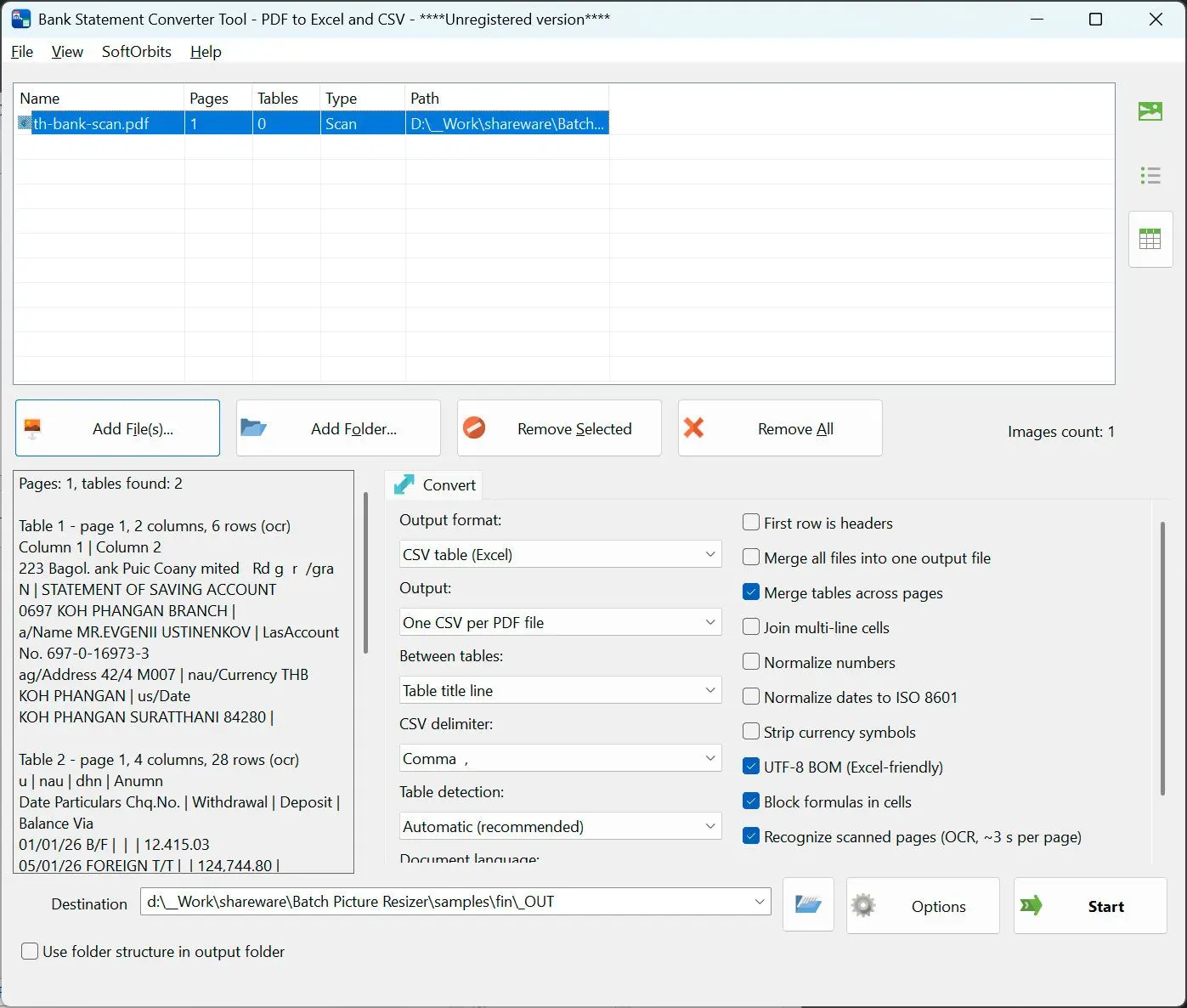 PDF to CSV Converter 螢幕截圖.