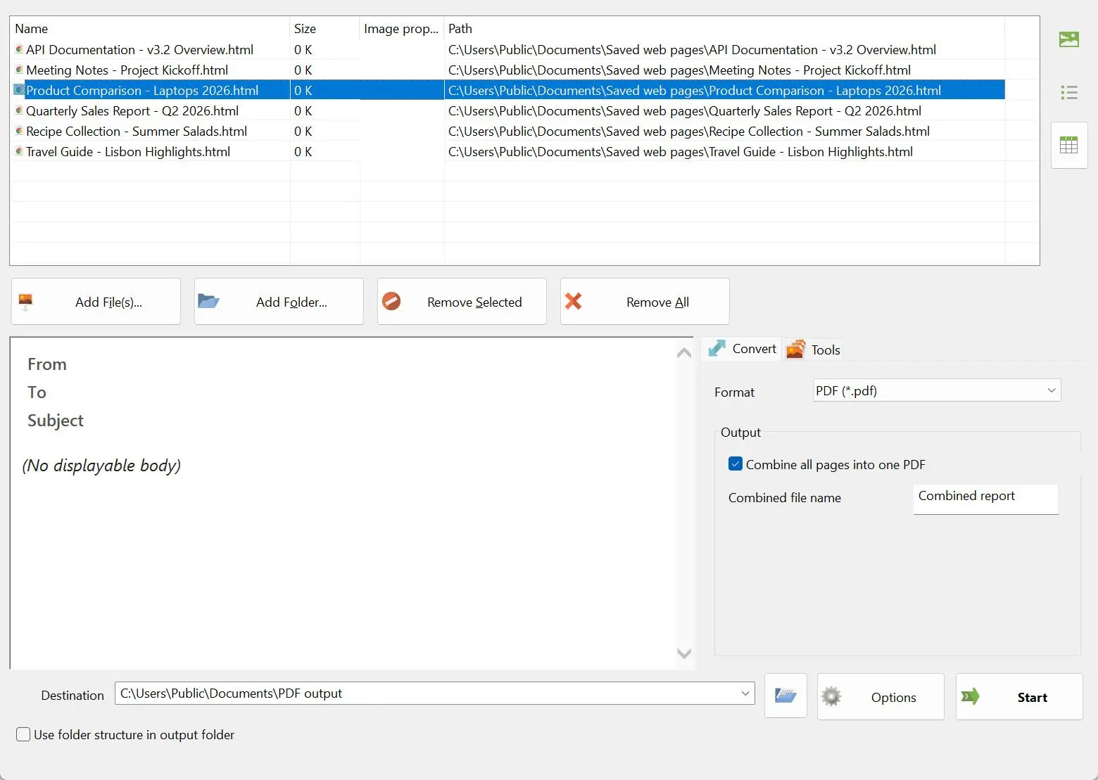 Batch HTML to PDF Converter 螢幕截圖.