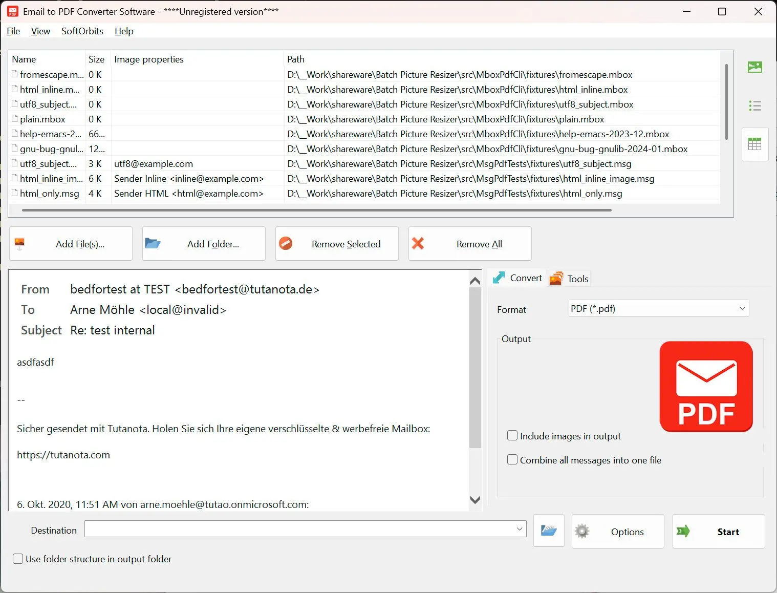 Email to PDF Converter Software 螢幕截圖.