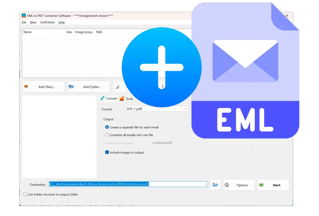 將 .EML 檔案新增到程式中。.