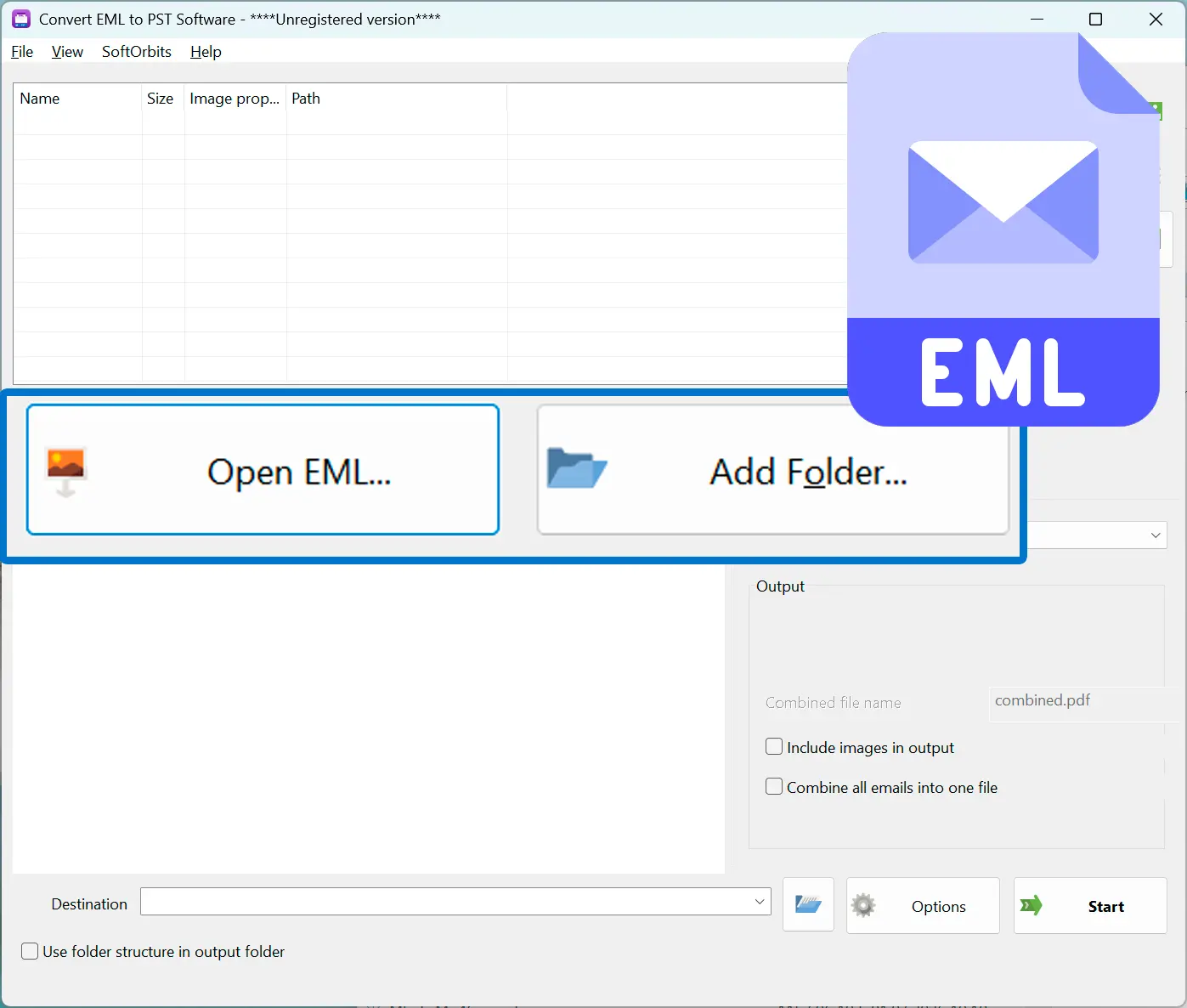 新增您的 EML 檔案.