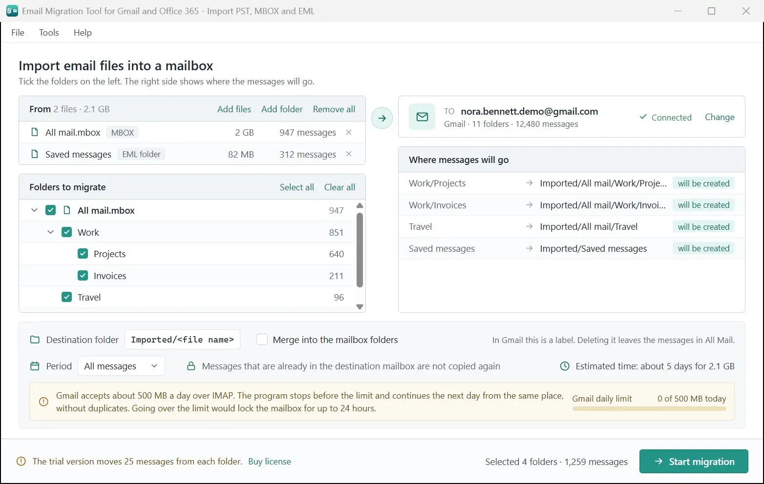 Email Migration Tool for Gmail and Office 365 - Import PST, MBOX and EML 螢幕截圖.