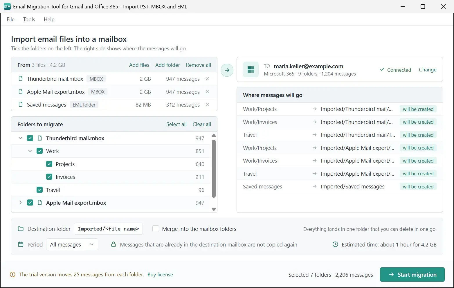 Email Migration Tool for Gmail and Office 365 - Import PST, MBOX and EML 螢幕截圖.