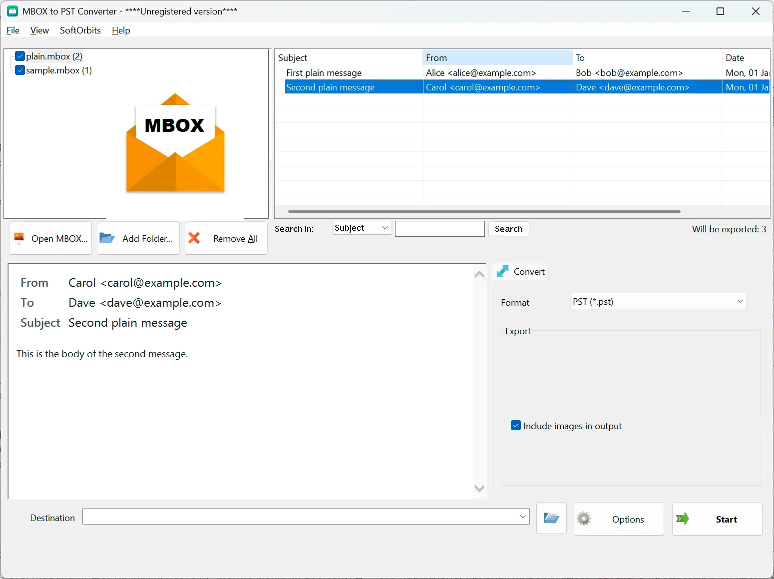 MBOX to PST Converter Software for Outlook 螢幕截圖.