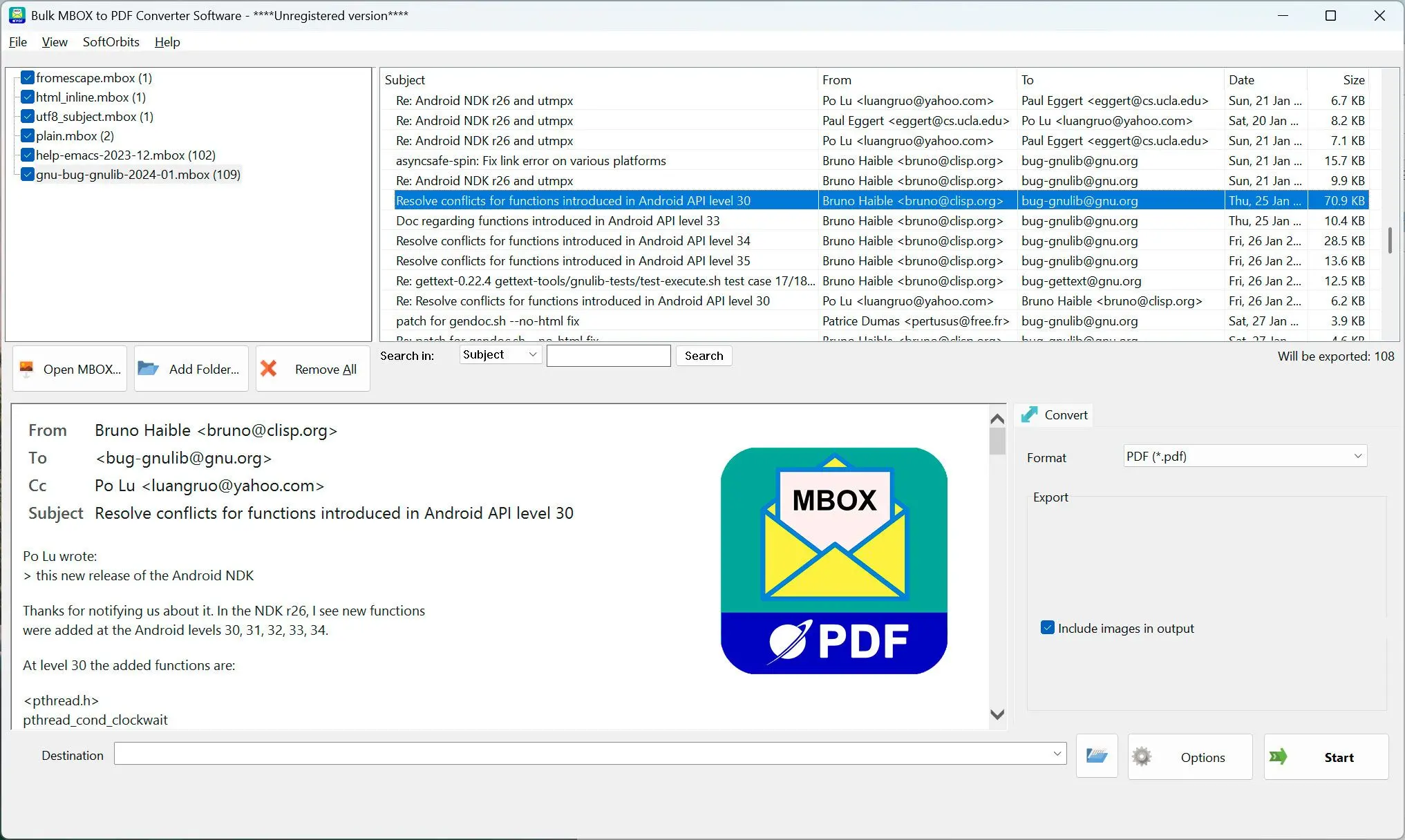 MBOX to PDF Converter Software 螢幕截圖.