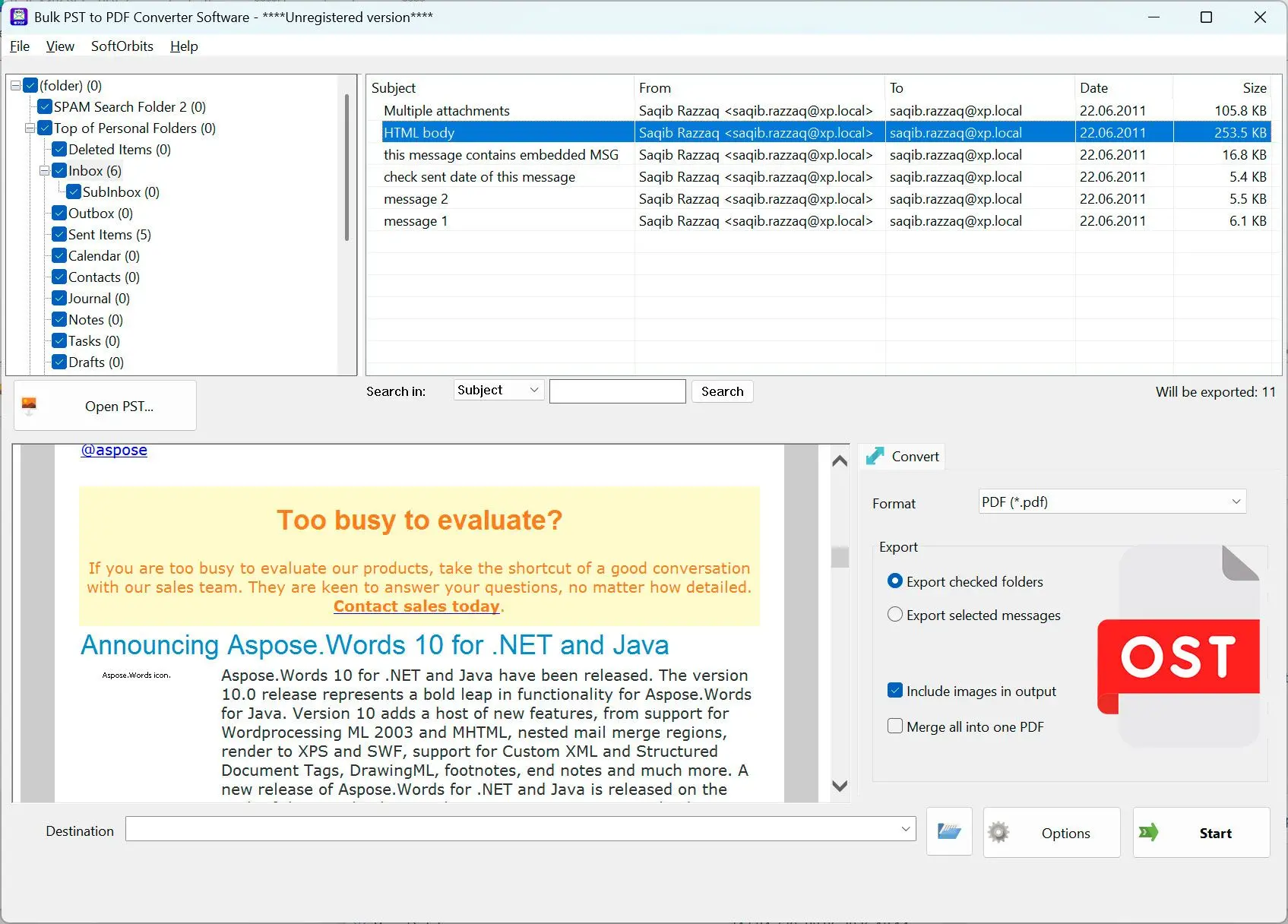 PST to PDF Converter Software 螢幕截圖.