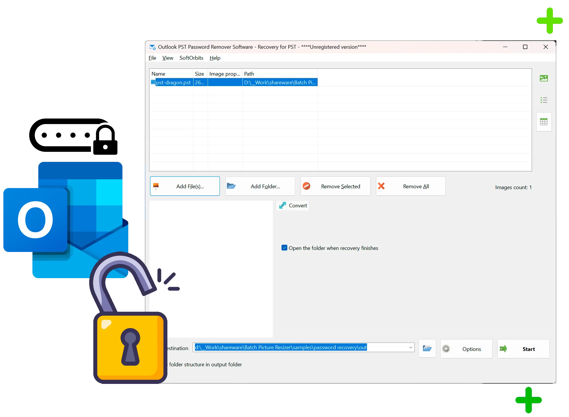 Outlook PST Password Recovery 螢幕截圖.