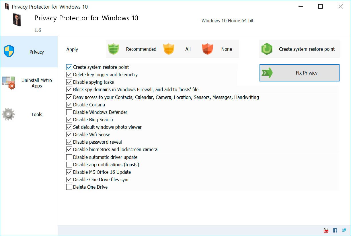Privacy Protector for Windows 11 螢幕截圖.
