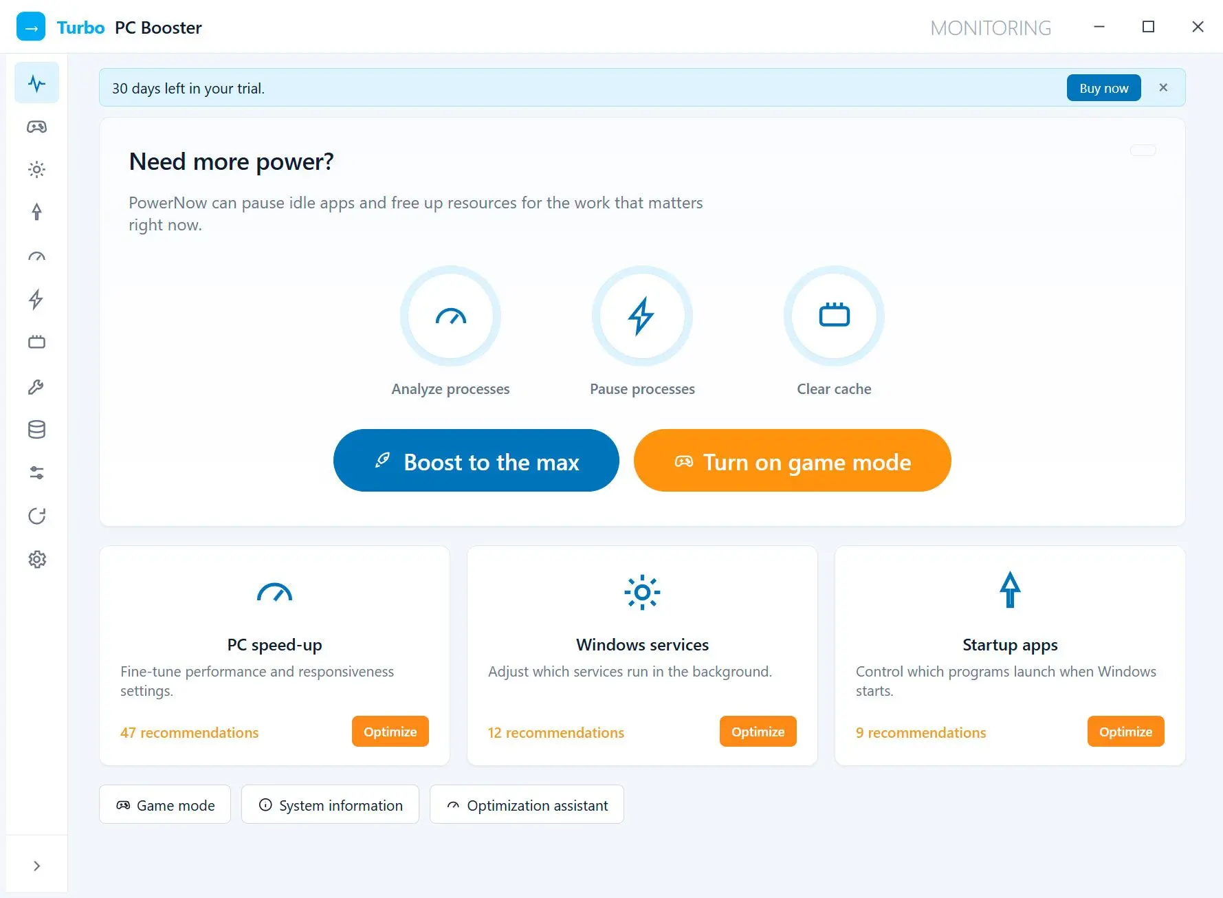 Turbo PC Optimizer 螢幕截圖.
